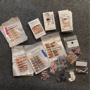 Lot of 20 mostly French Manicure Style Assorted Press-On Nails
